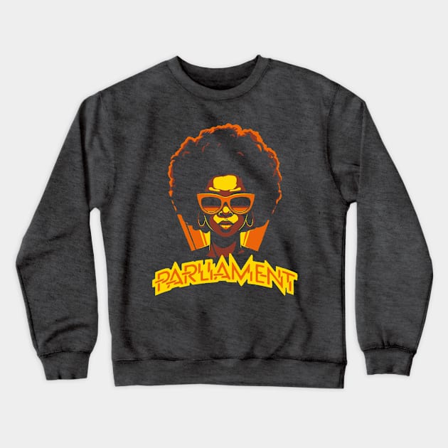 Retro Parliament Funkadelic Retro Afro Rock Music Satire Crewneck Sweatshirt by robotbasecamp